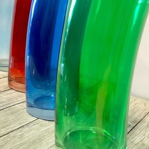 Vintage set of 4 multi colored curved water glasses